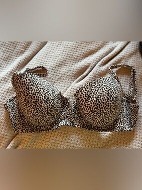 Shade & Shore Leopard Print Push-Up Bikini top 36DD swim summer surf cheetah